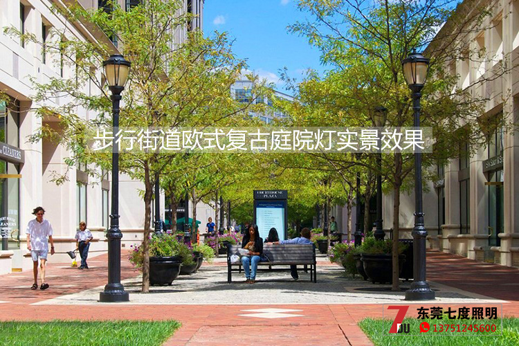 麻豆视频APP官网照明-步行街道歐式複古庭院燈安裝實景效果圖片
